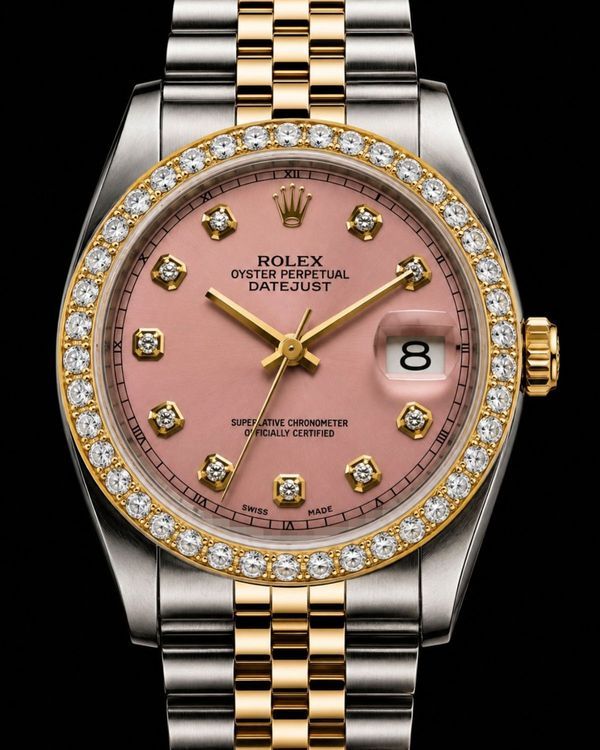 No Reserve - Rolex Datejust 36MM Aftermarket Pink Dial Aftermarket Two-Tone Jubilee Bracelet (16013)