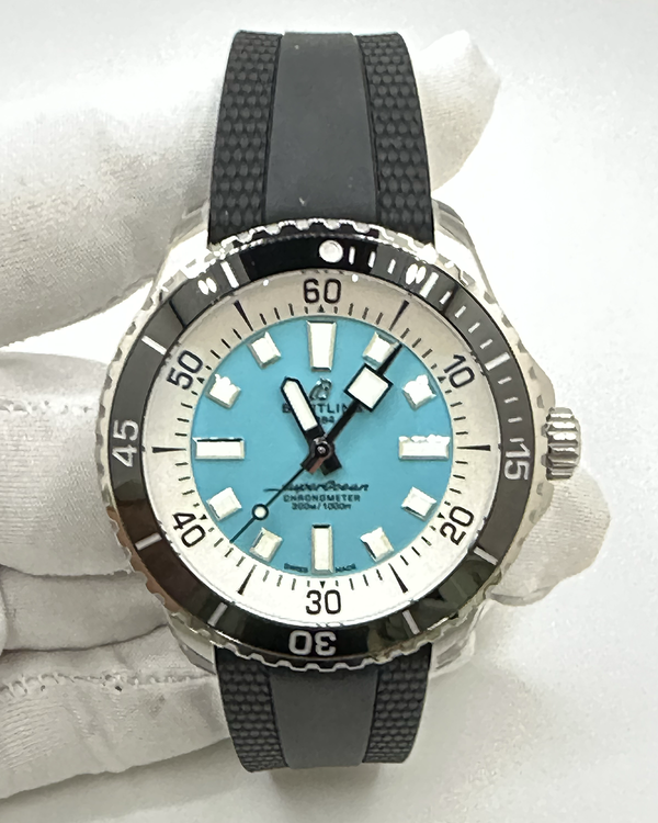 No Reserve - 2026 Breitling Superocean 44MM Turquoise Dial Rubber Strap (A17376)
