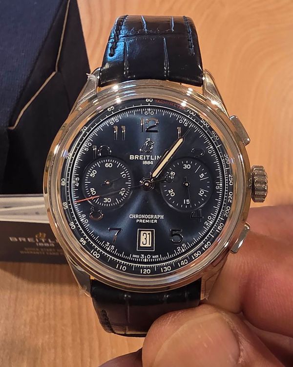 2023 Breitling Premier B01 Chronograph 42MM Black Dial Leather Strap (AB0145)