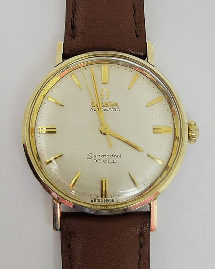 1965 Omega Seamaster DeVille 34.2MM Off White "Linen" Dial Aftermarket Leather Strap (LL6066)