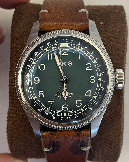 2023 Oris Big Crown Pointer Date 38MM Green Dial Leather Strap (01 754 7779 4067)