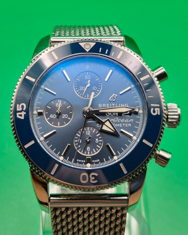 2019 Breitling Superocean Heritage II Chronograph 44MM Blue Dial Steel Bracelet (A13313)