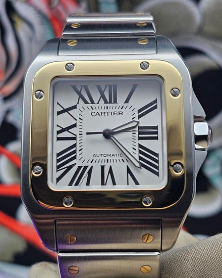 2011 Cartier Santos 100 XL 38MM Silver Dial Two-Tone Bracelet (W200728G)