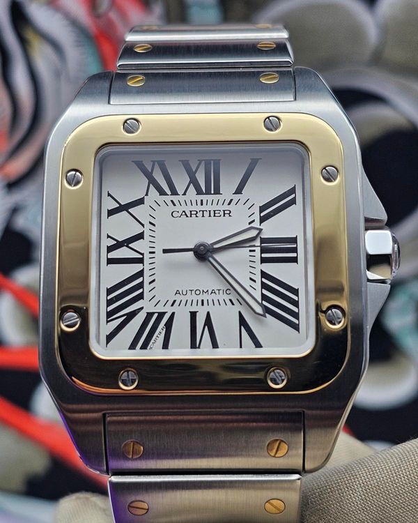 2011 Cartier Santos 100 XL 38MM Silver Dial Two-Tone Bracelet (W200728G)