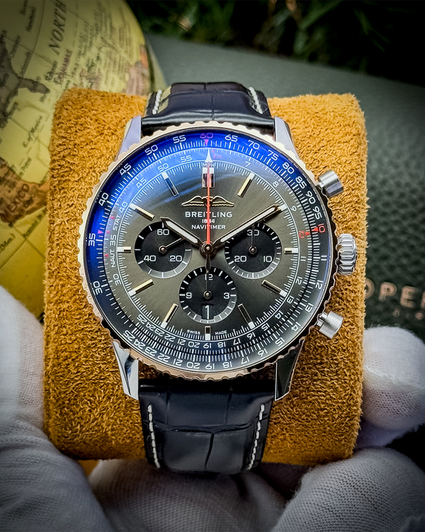 2023 Breitling Navitimer B01 Chronograph L.E. 46MM Grey Dial Leather Strap (UB01371A1B1P1)