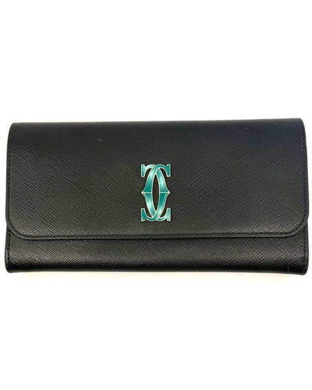 Cartier C de Cartier Small Wallet Black Calfkin Leather Gold-Tone Hardware (C de Cartier)