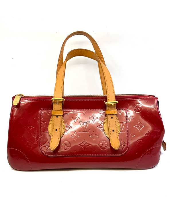 Louis Vuitton Rosewood Avenue Medium Shoulder Bag 13 × 6.5 × 5.5IN Red Monogram Vernis Leather Gold Tone Hardware Double Handles (M93507)