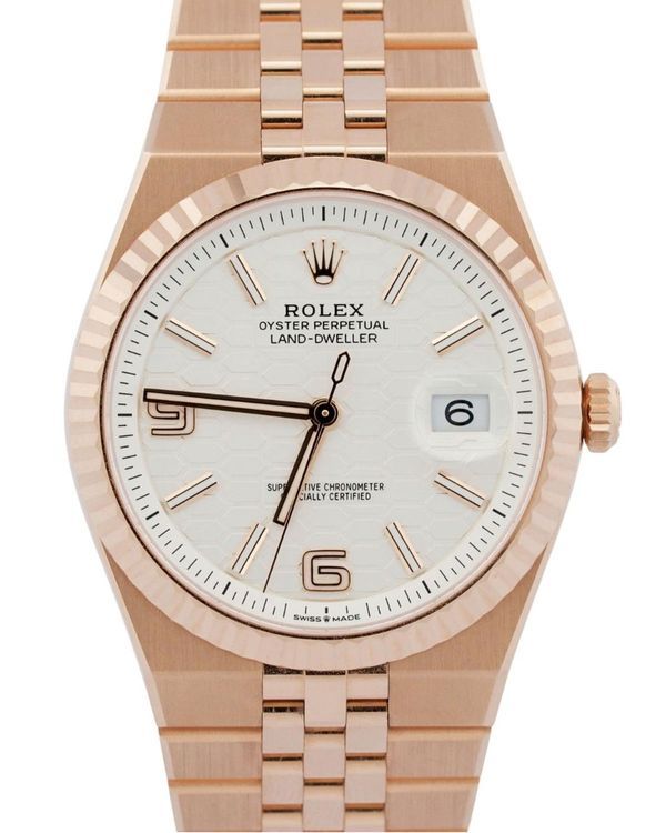 2025 Rolex Land-Dweller 40MM White Dial Rose Gold Flat Jubilee Bracelet (127335)