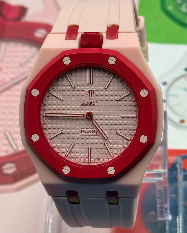 No Reserve - 2026 Audemars Piguet Royal Pop X Swatch "Otto Rosso" 40MM Pink Dial Aftermarket Rubber Strap (SSX03R100N)