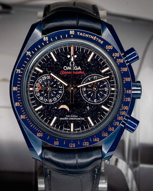 2023 Omega Speedmaster Moonphase "Blue Side of the Moon" 44.25MM Aventurine Dial Leather Strap (304.93.44.52.03.002)