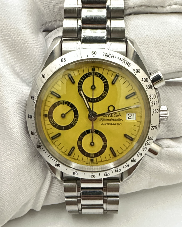No Reserve - 1996 Omega Speedmaster Date "Michael Schumacher" 39MM Yellow Dial Steel Bracelet (3511.12)