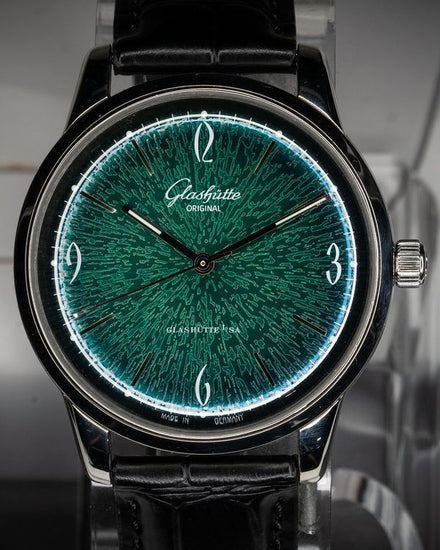 2018 Glashütte Original Sixties 39MM Green Dial Leather Strap (1-39-52-03-02-04)