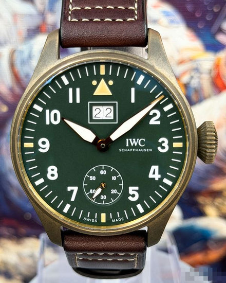 2020 IWC Schaffhausen Pilot Date Spitfire Edition Mission Accomplished 46.2MM Green Dial Leather Strap (IW510506)