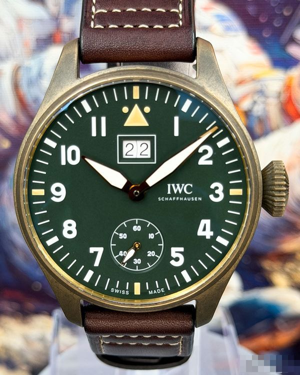2020 IWC Schaffhausen Pilot Date Spitfire Edition Mission Accomplished 46.2MM Green Dial Leather Strap (IW510506)