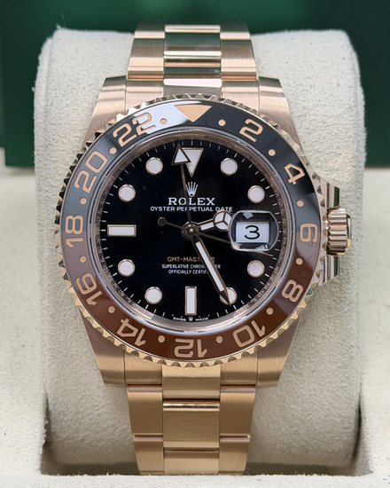 2024 Rolex GMT-Master II "Rootbeer" 40MM Black Dial Rose Gold Oyster Bracelet (126715CHNR)
