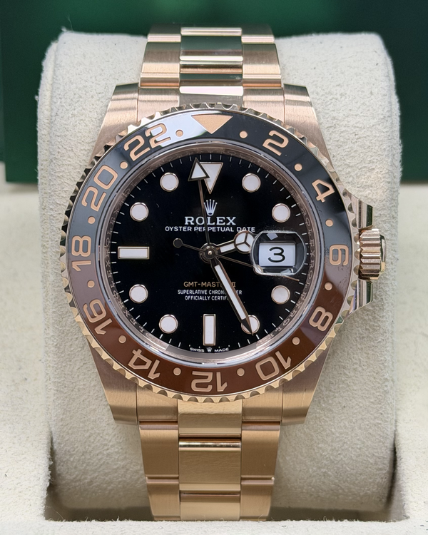 2024 Rolex GMT-Master II "Rootbeer" 40MM Black Dial Rose Gold Oyster Bracelet (126715CHNR)