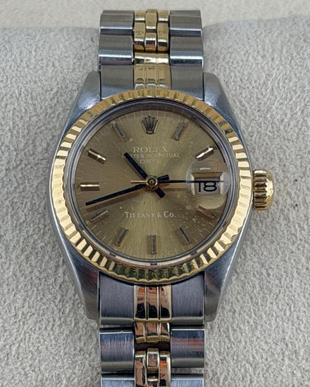 Rolex Lady-Datejust "Tifaany Stamp" 26MM Champagne Dial Two-Tone Jubilee Bracelet (6917)