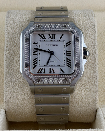 Cartier Santos De Cartier 35MM Silver Dial Steel Bracelet (W4SA0005)
