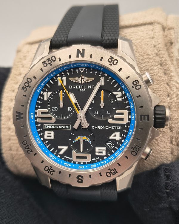 Breitling Endurance Pro NFL Los Angeler Chargers 44MM Black Dial Rubber Strap (E823106A1BES1)