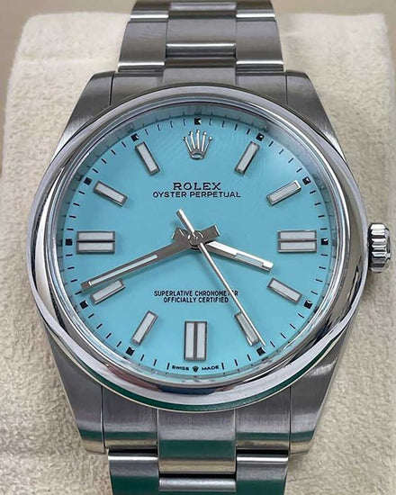 2021 Rolex Oyster Perpetual 41MM "Tiffany" Blue Dial Oyster Bracelet (124300)