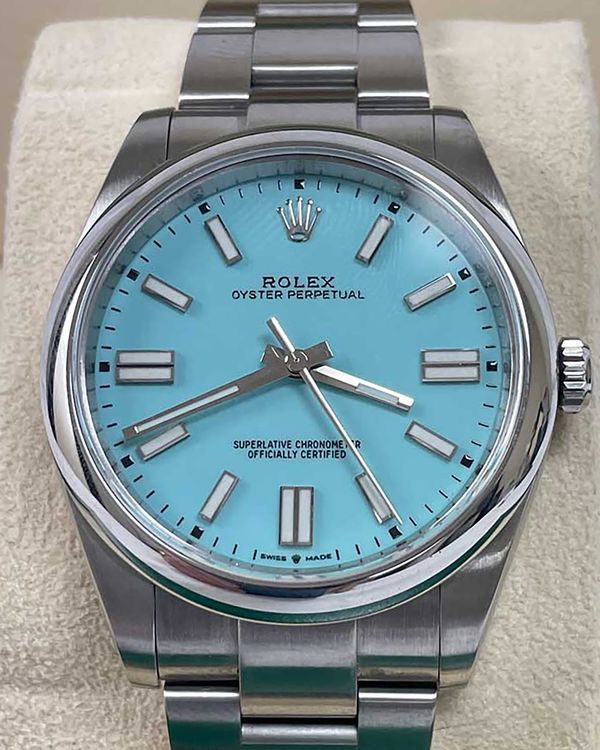 2021 Rolex Oyster Perpetual 41MM "Tiffany" Blue Dial Oyster Braceletl (124300)
