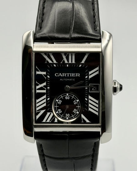2018 Cartier Tank MC 34MM Black Dial Leather Strap (W5330004)