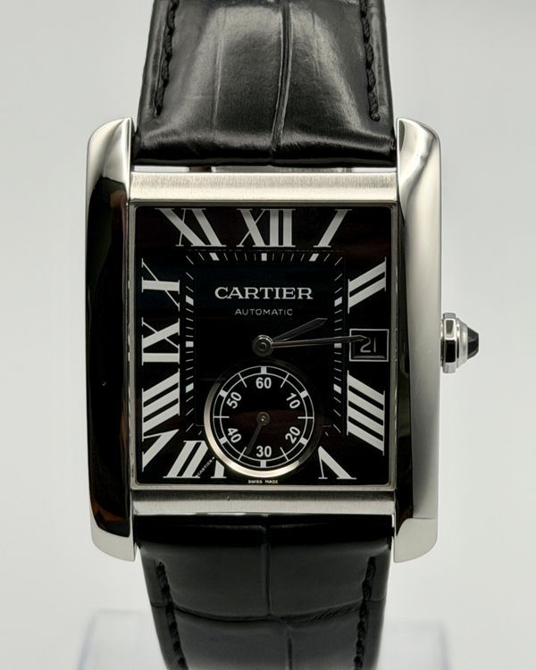 2018 Cartier Tank MC 34MM Black Dial Leather Strap (W5330004)