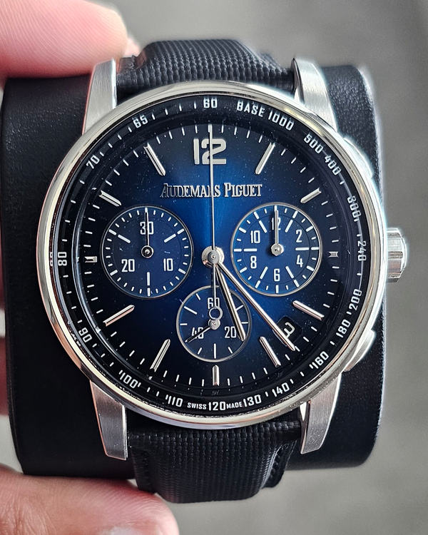 2022 Audemars Piguet Code 11.59 Chronograph 41MM Blue Dial Textile Strap (26393BC.OO.A002KB.01)