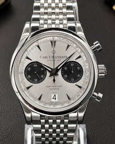 No Reserve - Carl F. Bucherer Manero Flyback 40MM Silver Dial Steel Bracelet (00.10927.08.13.25)