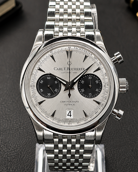 No Reserve - Carl F. Bucherer Manero Flyback 40MM Silver Dial Steel Bracelet (00.10927.08.13.25)