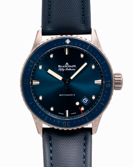 2024 Blancpain Fifty Fathoms Bathyscaphe 43.6MM Blue Dial Textile Strap (5000-0240-O52A)