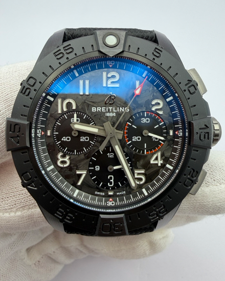 No Reserve - 2024 Breitling Avenger B01 Chronograph "Night Mission" 44MM Carbon Fiber Dial Leather Strap (SB0147101B1X1)