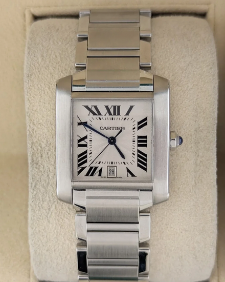 Cartier Tank Française 28MM White Dial Steel Bracelet (2302)