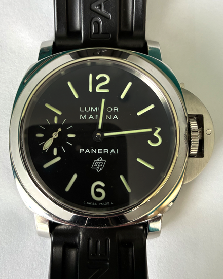 2005 Panerai Luminor Marina 44MM Black Dial Rubber Strap (PAM00005)