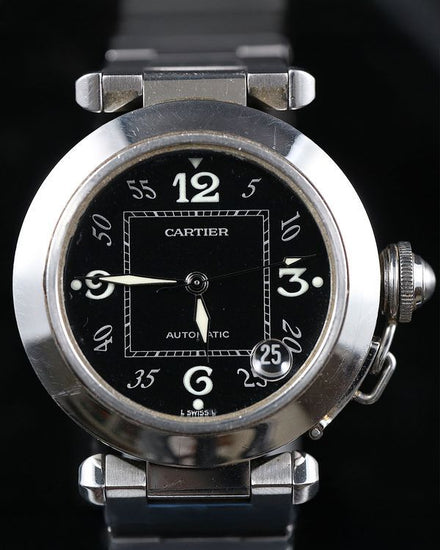 2001 Cartier Pasha de Cartier 35MM Black Dial Steel Bracelet (2324)