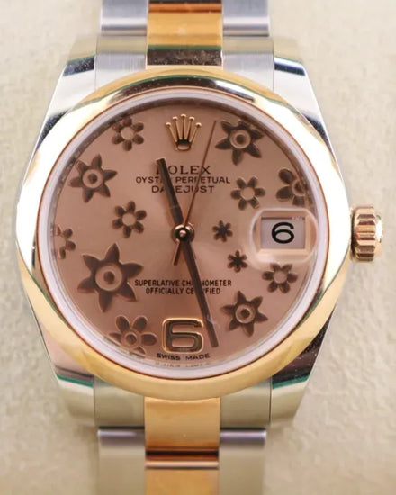 2018 Rolex Datejust 31MM Pink "Floral Motif" Dial Two-Tone Oyster Bracelet (178241)