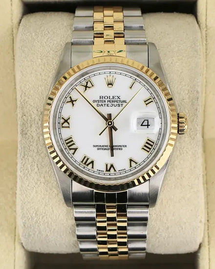 2000 Rolex Datejust 36MM White Dial Two-Tone Jubilee Bracelet (16233)