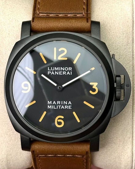 2025 Panerai Luminor Marina Militare 44MM Black Dial Leather Strap (PAM05218)