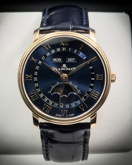 2021 Blancpain Villeret Quantième Complet 40MM Blue Dial Leather Strap (6654-3640-55B)