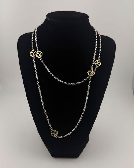 No Reserve - David Yurman Long Station Necklace 36IN 18K Yellow Gold 925 Silver (Long Station Necklace)