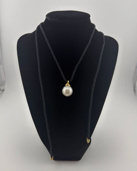 No Reserve - Tiffany Accessories South Sea Yellow Gold/Pearl Pendant 15MM Chord Necklace (Necklace)