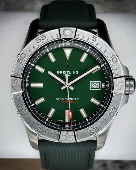 No Reserve - 2024 Breitling Avenger 42MM Green Dial Textile Strap (A17328)