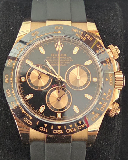 2021 Rolex Cosmograph Daytona 40MM Black Dial Rubber Strap (116515LN)