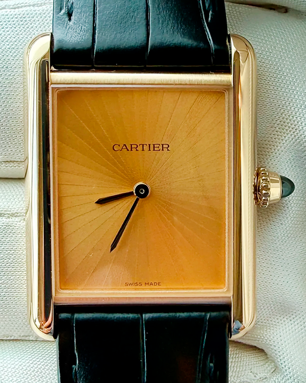 2025 Cartier Tank Louis Cartier 25.5MM Champagne Dial Leather Strap (WGTA0211)