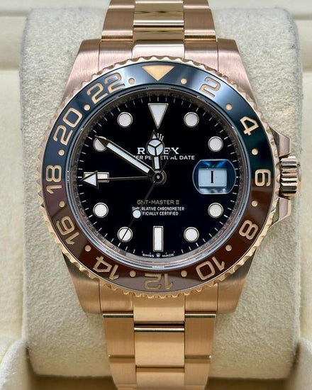 Rolex GMT-Master II "Rootbeer" 40MM Black Dial Rose Gold Oyster Bracelet (126715CHNR)