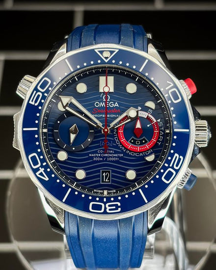 2025 Omega Seamaster Diver 300M "36th America's Cup" 44MM Blue Dial Rubber Strap (210.30.44.51.03.002)