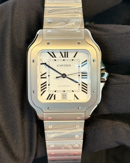 No Reserve - 2026 Cartier Santos De Cartier Large 39.8MM Silver Dial Titanium Bracelet (WSSA0089)