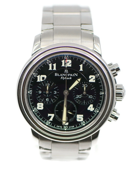 Blancpain Leman Flyback Chronograph 38MM Black Dial Steel Bracelet (2185F)