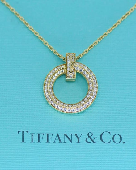 2026 Tiffany Accessories T1 Circle Diamond Necklace Yellow Gold 18IN 21 mm 14.5 g (Necklace)