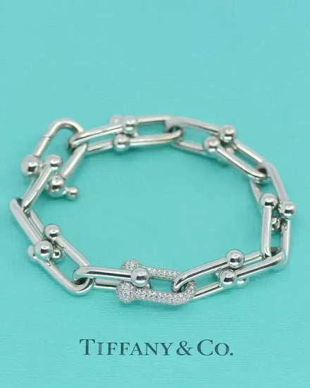 2026 Tiffany Accessories Classic Hardwear Large Diamond 18K White Gold Bracelet (Bracelet)